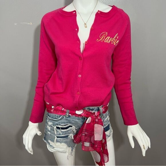 Carolyn Taylor Hot Pink Barbiecore Cardigan Sweater - S - Picture 7 of 12